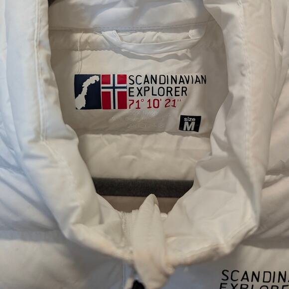 Scandinavian Explorer White Down Feather Puffer Vest with Travel Bag Medium - Picture 6 of 8